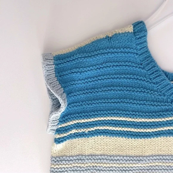 Vintage Knit Vest Sweater Top Shirt Cottagecore Granny Festival Size Medium - Picture 5 of 10